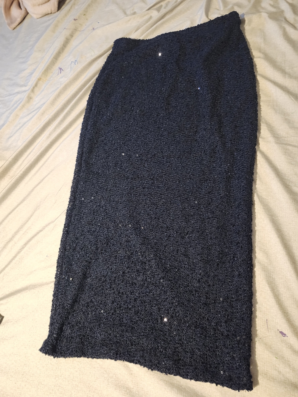 2 Sequin Detail Pencil Skirts-black, navy blue